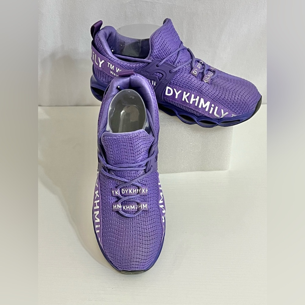 Dykhmily Steel Toe Purple Breathable Lace Up Work Shoes Sneaker Womens US 6.5